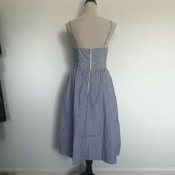 Lulus Joyful Days Blue & White Striped Knotted Front Midi Strappy Dress S NWOT - Picture 3 of 12